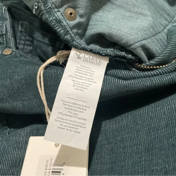 CARVE DESIGNS $98 Women's Mid-Rise Skyler Corduroy Pant Teal Blue Size 4 - Picture 6 of 7